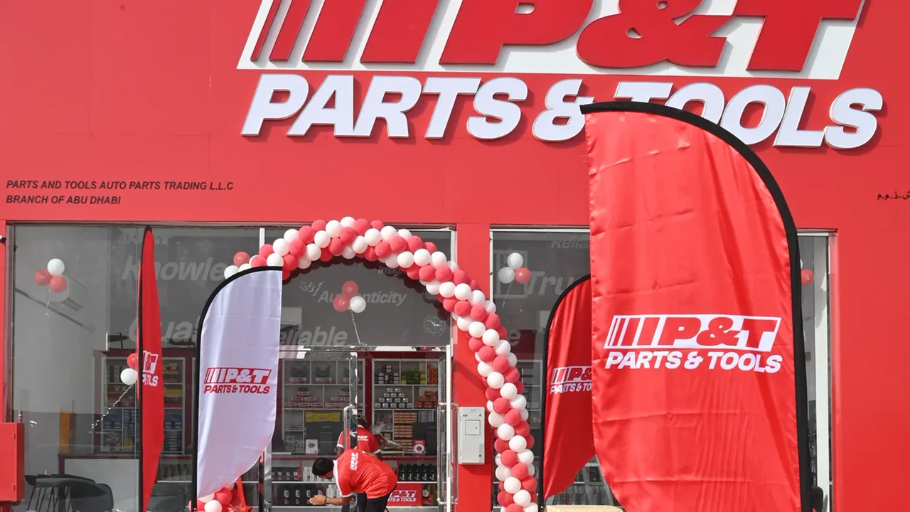 The red Parts & Tools storefront in Musaffah on its opening day